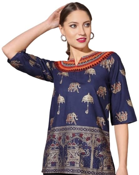 Ukal Summer Fashion Cotton Short Top Tunic Kurti for Women & Girl's