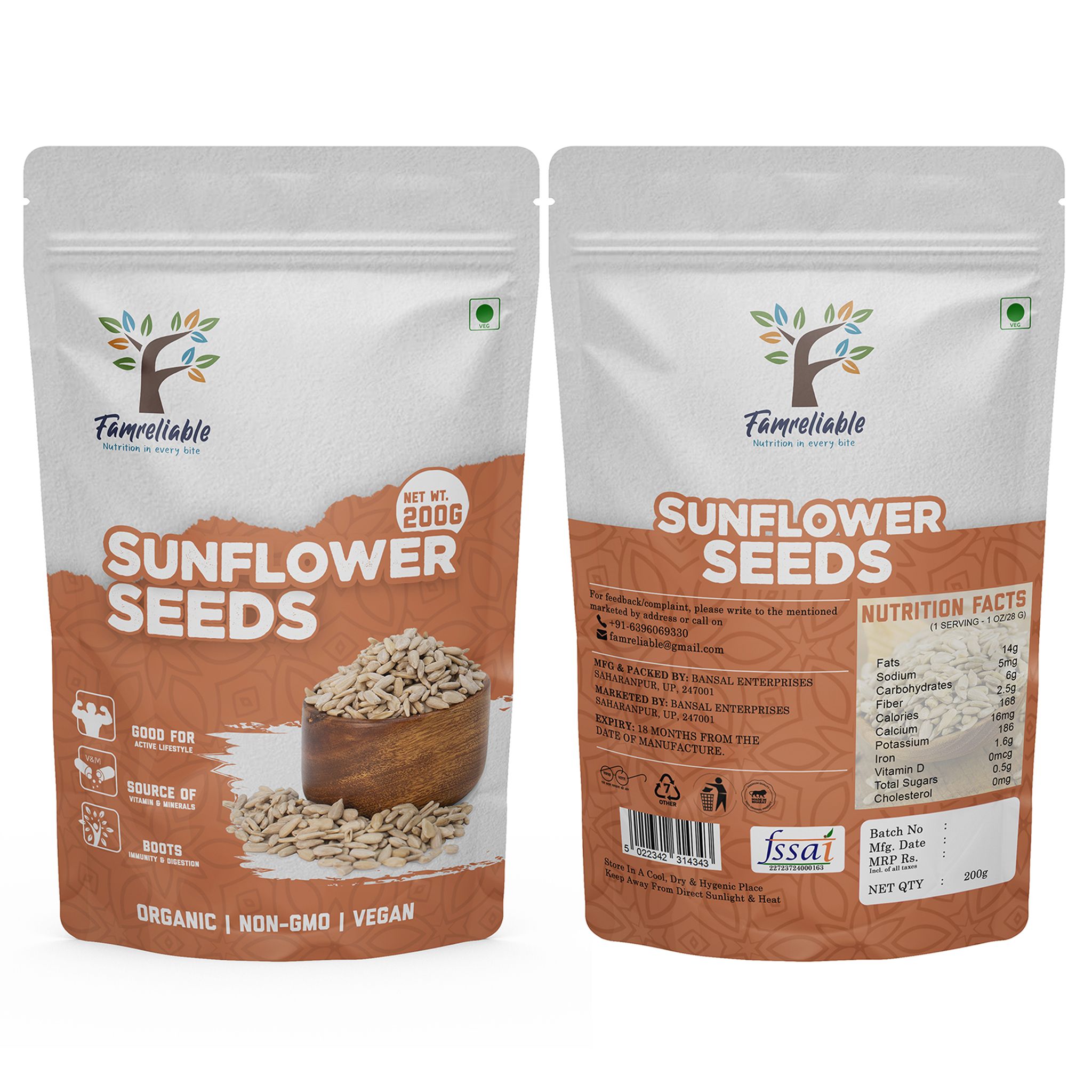 Famreliable Boost Your Health with 400g Raw Sunflower Seeds – Premium Nutritional Powerhouse