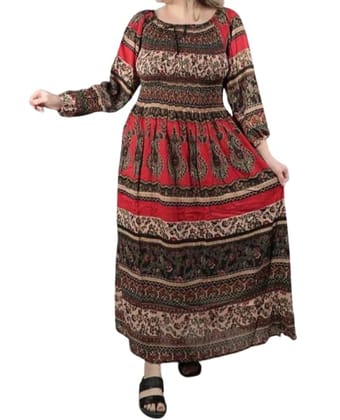 Ukal Women's Cotton Dress Jaipuri Sanganeri Print Midi Long Dress Printed Flare Maxi Dress A-Line Gown Dress Maxi Skirt, Mandala (Free Size)