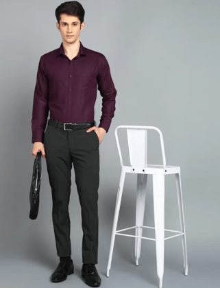 Purple Cotton Blend Full Sleeve Shirt for Men