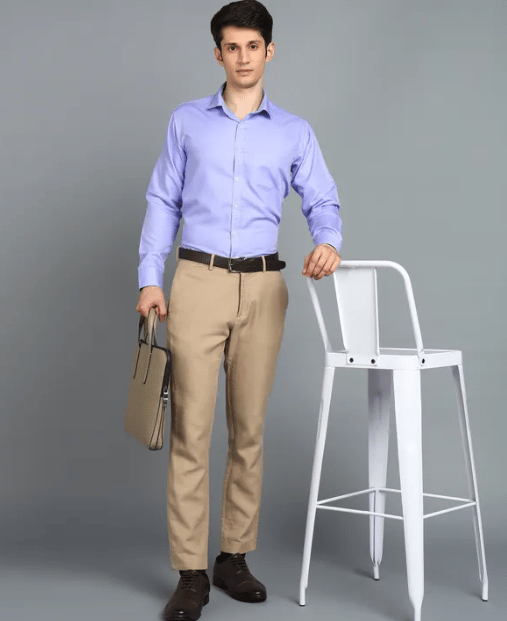 Sky Blue Cotton Blend Full Sleeve Shirt for Men