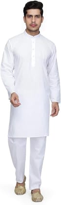 Ukal Indian Cotton White Kurta Pajama Set for Men's and Boy's