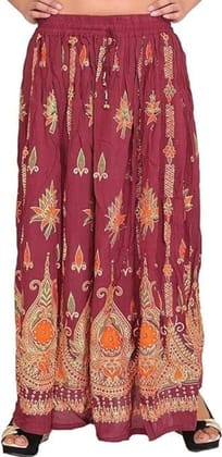 Ukal Traditional Long Skirt Lehenga with Printed Flowers and Embroidered Sequins for Women's and Girl's