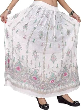 Ukal Traditional Long Skirt Lehenga with Printed Flowers and Embroidered Sequins for Women's and Girl's