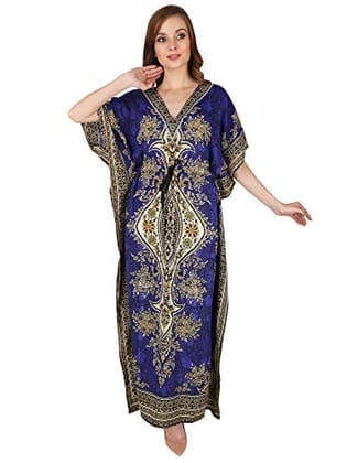 Ukal Women's Polyester Paisley Maxi Kaftan