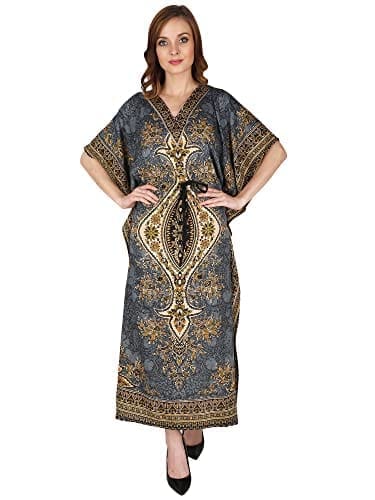 Ukal Women's Polyester Paisley Maxi Kaftan