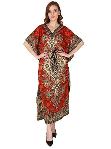 Ukal Women's Polyester Paisley Maxi Kaftan