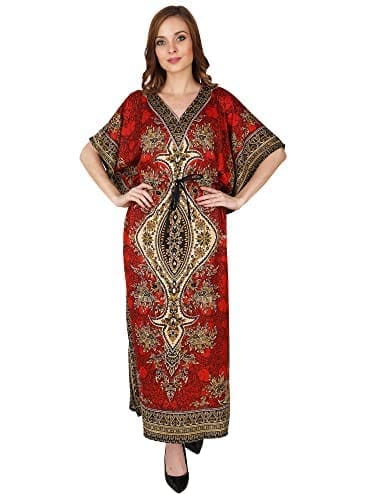 Ukal Women's Polyester Paisley Maxi Kaftan