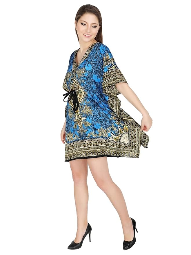 Ukal Women Fashion Short Kaftan Paisley Prined Tunic Tank Top