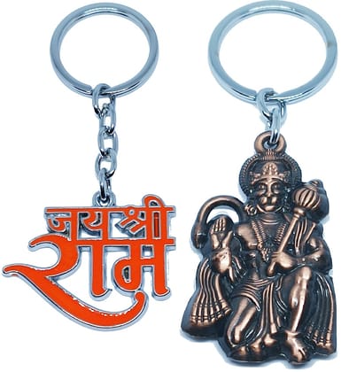 KD COLLECTIONS Bajrangbali Hanuman Keychain & Jai Shree Ram Keychain Combo – Pack of 2 Keychains