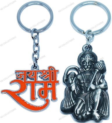 KD COLLECTIONS Bajrangbali Hanuman Keychain & Jai Shree Ram Keychain Combo – Pack of 2 Keychains