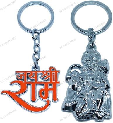 KD COLLECTIONS Bajrangbali Hanuman Keychain & Jai Shree Ram Keychain Combo – Pack of 2 Keychains