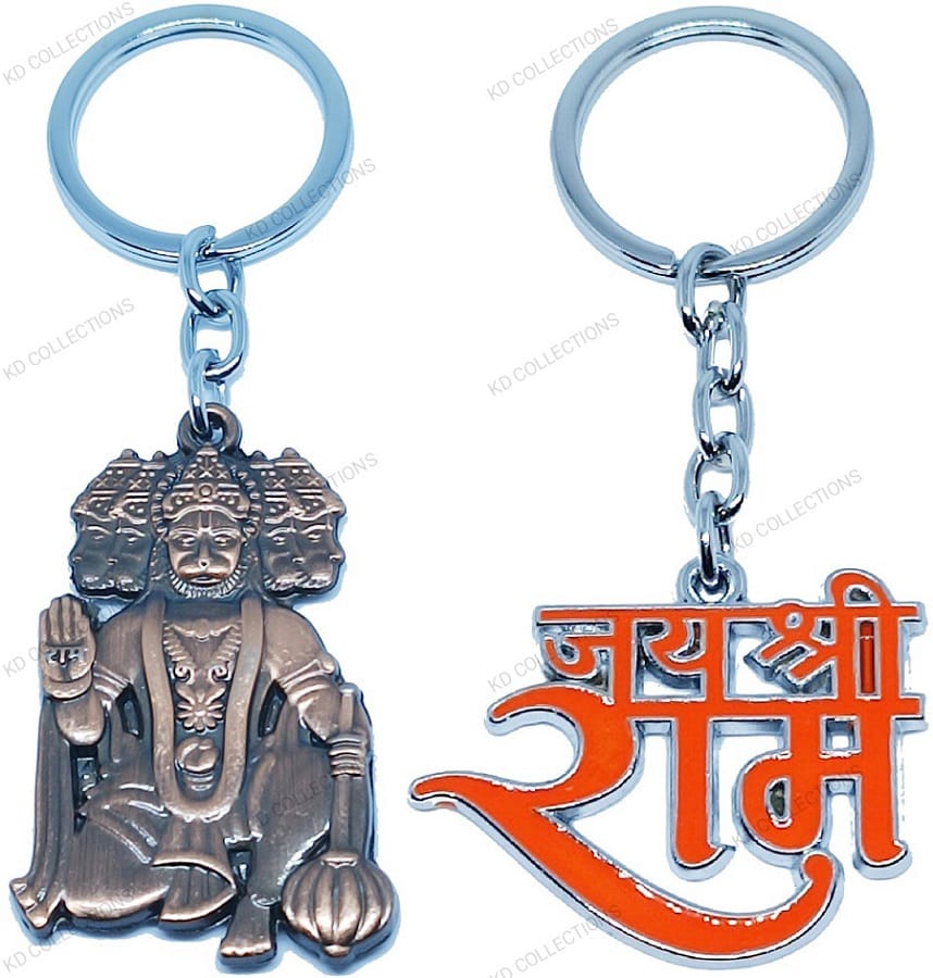 KD COLLECTIONS Panchmukhi Bajrangbali Hanuman Keychain & Jai Shree Ram Keychain Combo – Pack of 2 Keychains