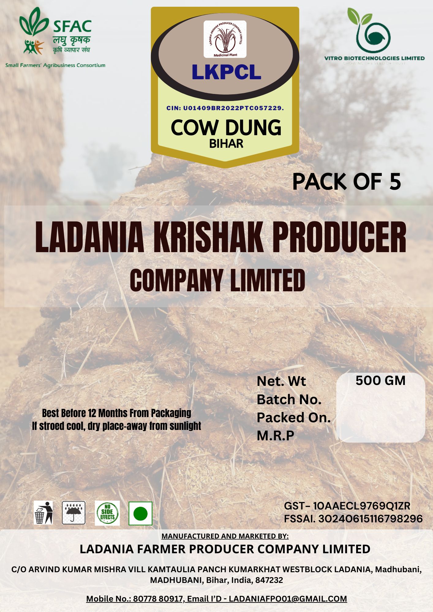 Cow Dung Cake (Pack of 5)