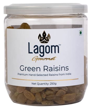 Lagom Gourmet Seedless Green Raisins 250g | All Natural | No Preservatives | No Added Sugar | Gluten Free | Vegan | Pant Based | Non GMO | Raisins Dry Fruits | Kishmish | Kismis