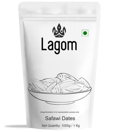 Lagom Safawi Dates 1 kg | from Saudi Arabia | All Natural | No Preservatives | No Added Sugar | Gluten Free | Vegan | Plant Based | Non GMO | Dates Dry Fruits | Khajur | Khajoor | Khejur