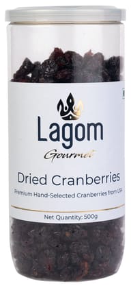 Lagom Classic American Dried Cranberries 500g | Gluten Free | Vegan | Plant Based | Non GMO | Cranberry Dry Fruit