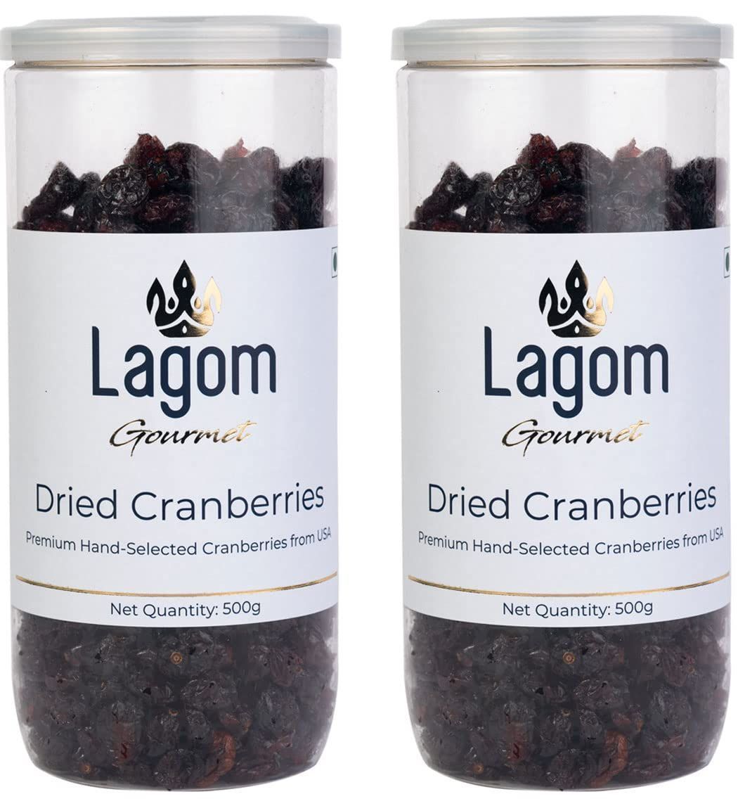 Lagom Classic American Dried Cranberries 1 kg | Gluten Free | Vegan | Plant Based | Non GMO | Cranberry Dry Fruit