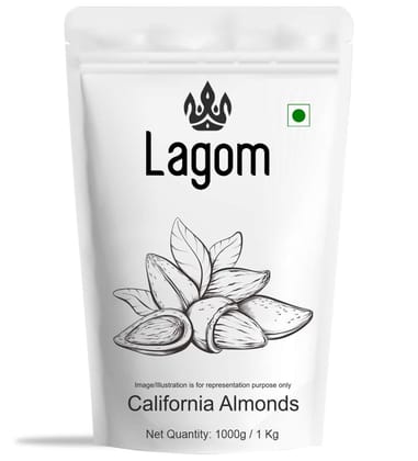 Lagom California Almonds 1 kg | Badam | All Natural | No Preservatives | No Additives | Gluten Free | Vegan | Plant Based | Non GMO | Nuts Dry Fruits