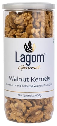 Lagom Gourmet Chilean Walnut Kernels 400g | All Natural | No Preservatives | No Additives | Gluten Free | Vegan | Non GMO | Walnuts Dry Fruit | Walnut without shell