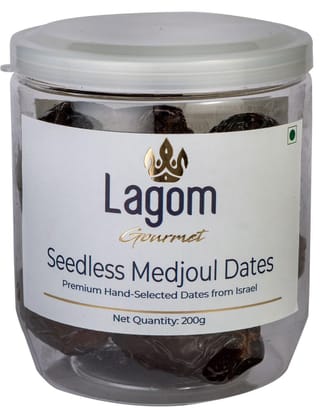 Lagom Gourmet Seedless Jumbo Medjoul / Medjool Dates 200g | All Natural | No Preservatives | No Added Sugar | Gluten Free | Vegan | Plant Based | Non GMO | Dates Dry Fruits | Khajur | Khajoor | Khejur