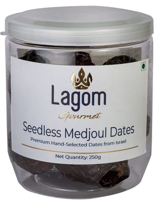 Lagom Gourmet Seedless Jumbo Medjoul / Medjool Dates 250g | All Natural | No Preservatives | No Added Sugar | Gluten Free | Vegan | Plant Based | Non GMO | Dates Dry Fruits | Khajur | Khajoor | Khejur