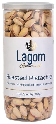 Lagom Gourmet Roasted & Salted Pistachios 500g | Lightly Salted | Dry Roasted | No Preservatives | No Artificial Flavors | Gluten Free | Vegan | Non GMO | Nuts | Pista Dry Fruits