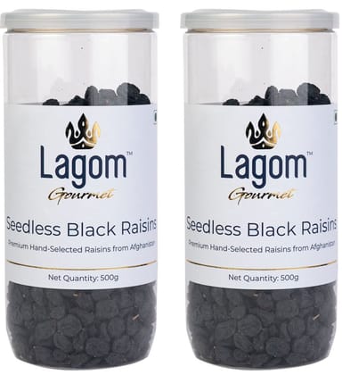 Lagom Seedless Black Raisins 1 kg | All Natural | No Preservatives | No Added Sugar | Gluten Free | Vegan | Pant Based | Non GMO | Raisins Dry Fruits | Kishmish | Kismis | Kaali Drakh