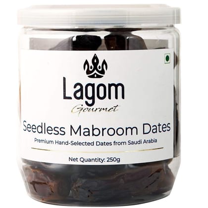 Lagom Gourmet Seedless Saudi Mabroom Dates 250g | All Natural | No Preservatives | No Added Sugar | Gluten Free | Vegan | Plant Based | Non GMO | Dates Dry Fruits | Khajur | Khajoor | Khejur