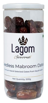 Lagom Gourmet Seedless Saudi Mabroom Dates 500g | All Natural | No Preservatives | No Added Sugar | Gluten Free | Vegan | Plant Based | Non GMO | Dates Dry Fruits | Khajur | Khajoor | Khejur