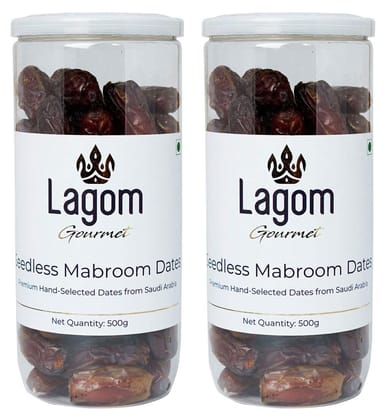 Lagom Gourmet Seedless Saudi Mabroom Dates 1 kg | All Natural | No Preservatives | No Added Sugar | Gluten Free | Vegan | Plant Based | Non GMO | Dates Dry Fruits | Khajur | Khajoor | Khejur