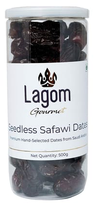 Lagom Gourmet Seedless Saudi Safawi Dates 200g | All Natural | No Preservatives | No Added Sugar | Gluten Free | Vegan | Plant Based | Non GMO | Dates Dry Fruits | Khajur | Khajoor | Khejur