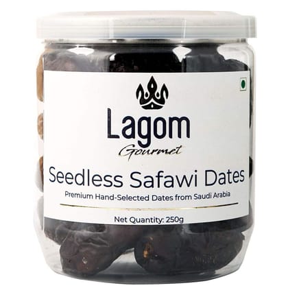 Lagom Gourmet Seedless Saudi Safawi Dates 200g | All Natural | No Preservatives | No Added Sugar | Gluten Free | Vegan | Plant Based | Non GMO | Dates Dry Fruits | Khajur | Khajoor | Khejur