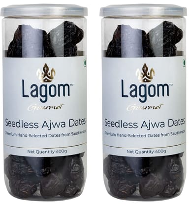 Lagom Gourmet Seedless Saudi Madina Ajwa Dates 800g | All Natural | No Preservatives | No Added Sugar | Gluten Free | Vegan | Pant Based | Non GMO | Dates Dry Fruits | Khajur | Khajoor | Khejur