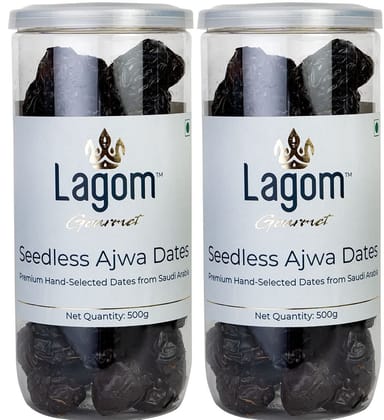 Lagom Gourmet Seedless Saudi Madina Ajwa Dates 1 kg | All Natural | No Preservatives | No Added Sugar | Gluten Free | Vegan | Pant Based | Non GMO | Dates Dry Fruits | Khajur | Khajoor | Khejur