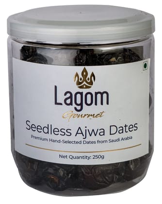 Lagom Gourmet Seedless Saudi Madina Ajwa Dates 200g | All Natural | No Preservatives | No Added Sugar | Gluten Free | Vegan | Pant Based | Non GMO | Dates Dry Fruits | Khajur | Khajoor | Khejur