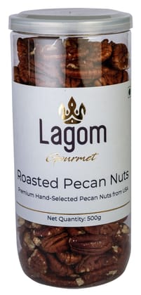 Lagom Gourmet Roasted Pecan Nuts 500g | Unsalted | All Natural | No Preservatives | No Additives | Gluten Free | Vegan | Non GMO | Nuts Dry Fruits