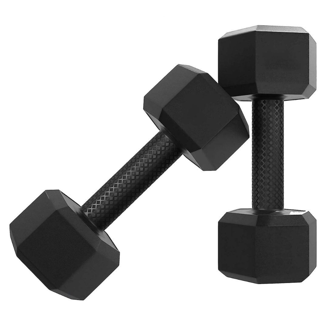 De Jure Fitness Hex Dumbbells PVC Encase Coating Free Weight Dumbbell Set for Strength Training, Home Gym Fitness and Full Body Workout