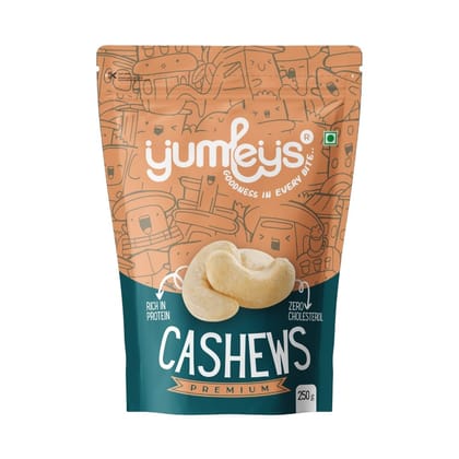 Yumleys Premium 100% Natural Crunchy Immunity Boosting Whole Kaju/ Cashews | Nutritious & Delicious | Gluten Free & High Protein (250g)