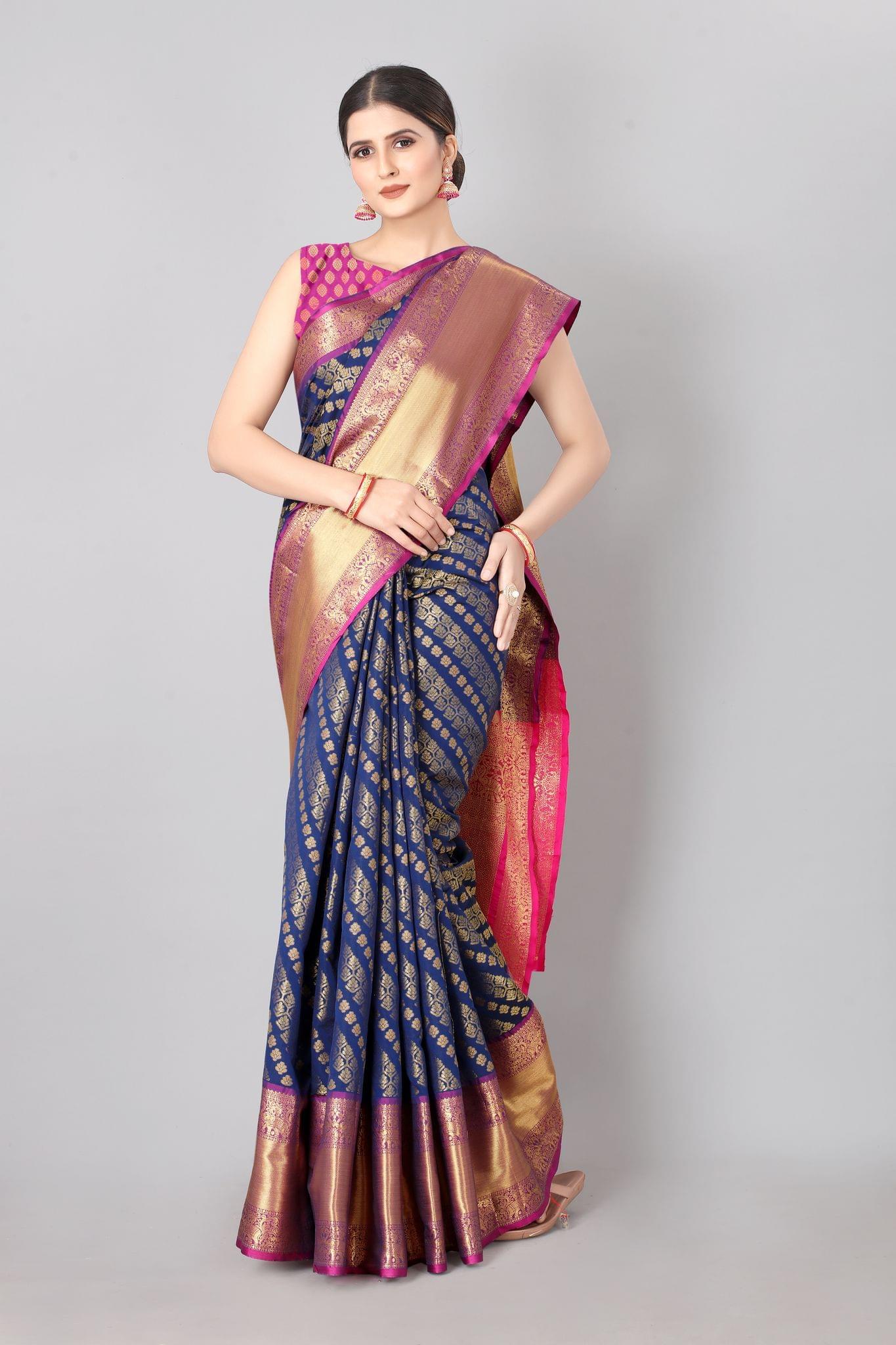 Designer Heavy border Laheriya Weaving Work Saree With Rich Pallu