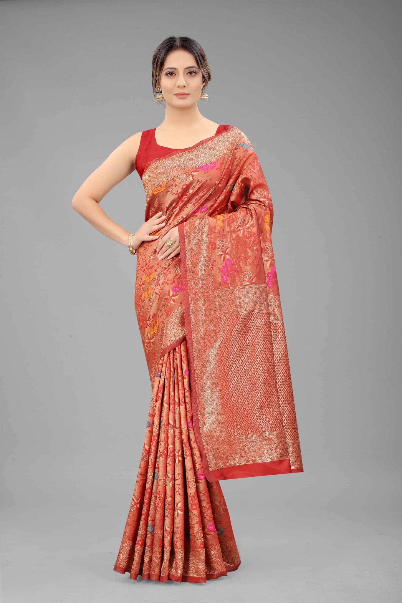 Women's Banarasi Art Silk Saree With Unstiched Blouse Piece