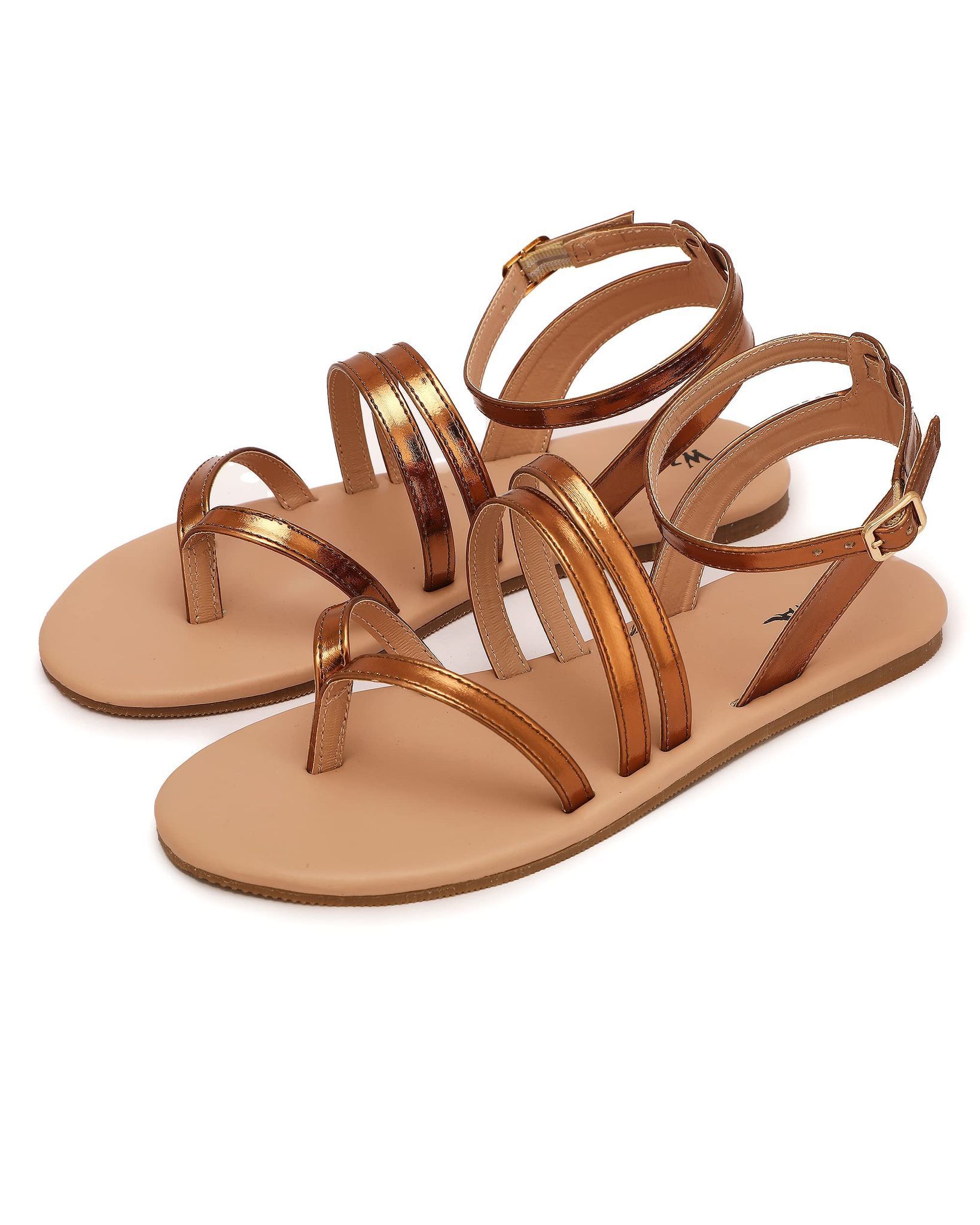 WOMEN Vintage Classic Ring Bronze Flat Sandals