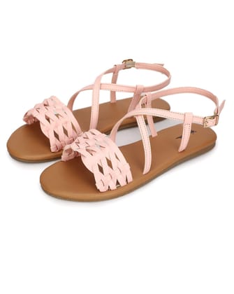 Women Multi Strap Knotted Pink Sandals