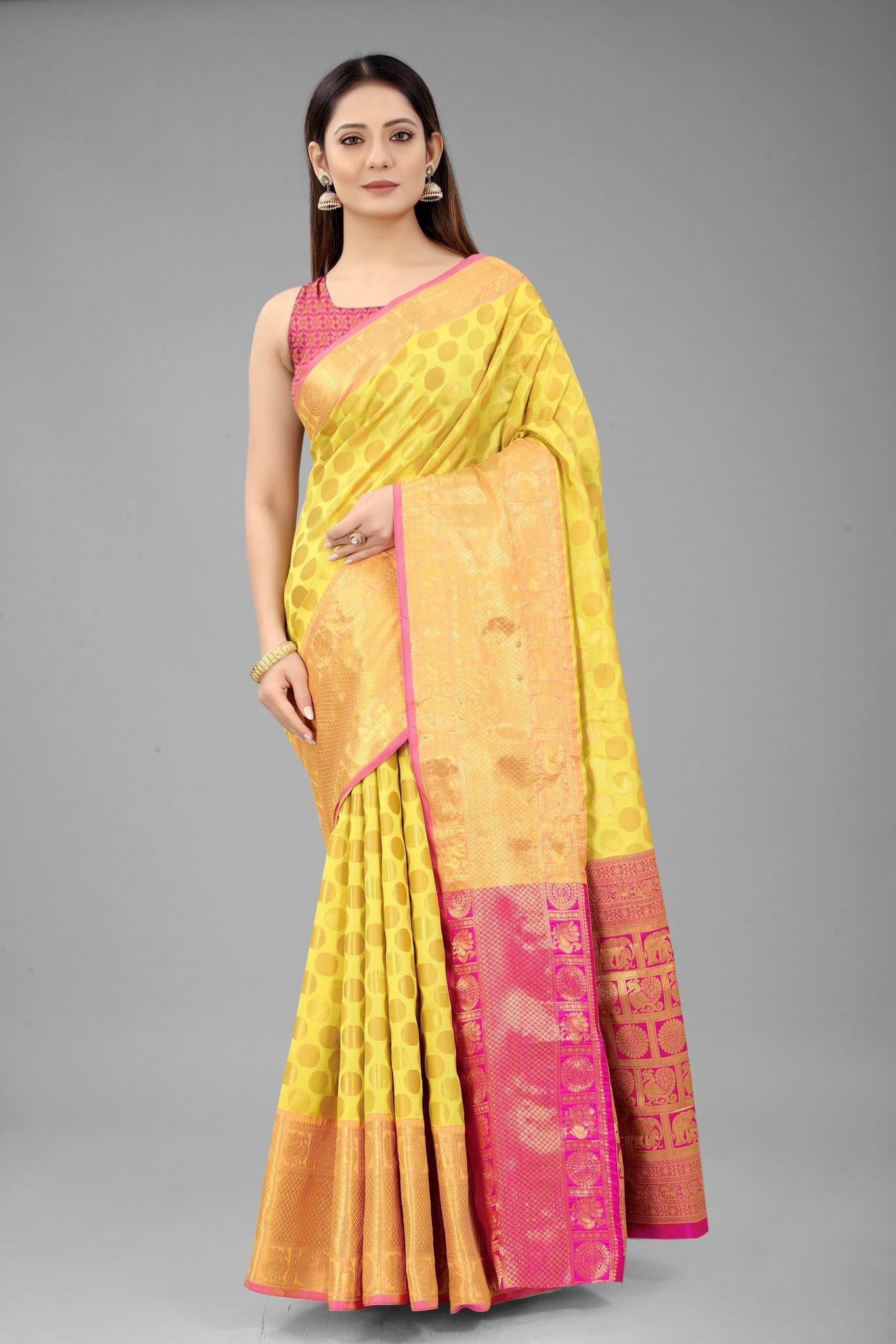 Silk Zone Women's Banarasi Silk Woven Saree With Unstiched Blouse Piece