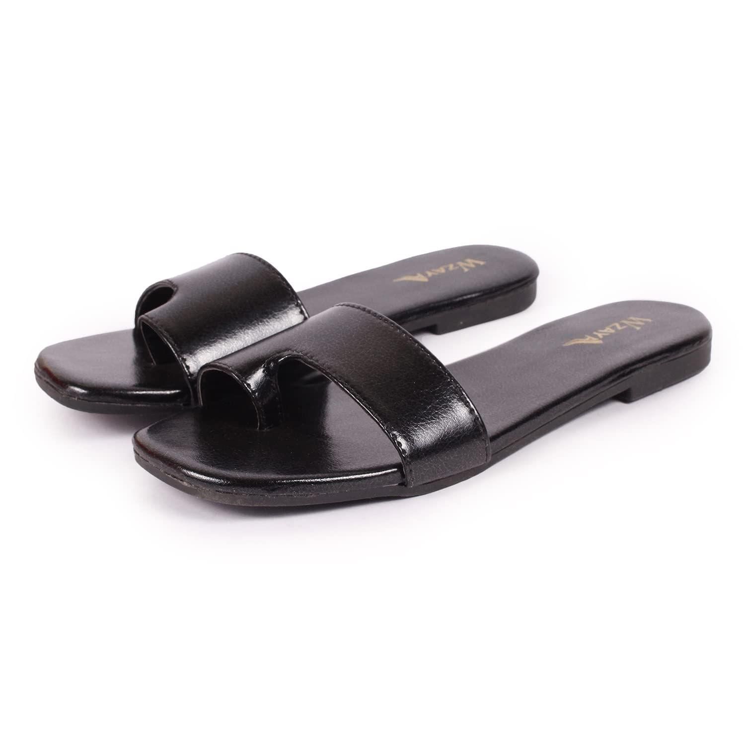 WOMEN FASHION FLAT BLACK SLIPPERS