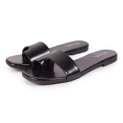 WOMEN FASHION FLAT BLACK SLIPPERS