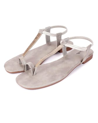 WOMEN One Toe Grey Flat Sandals