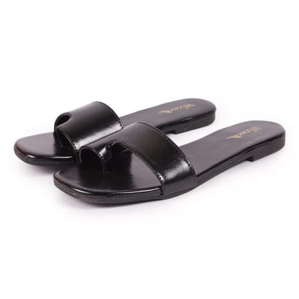 WOMEN FASHION FLAT BLACK SLIP ONS