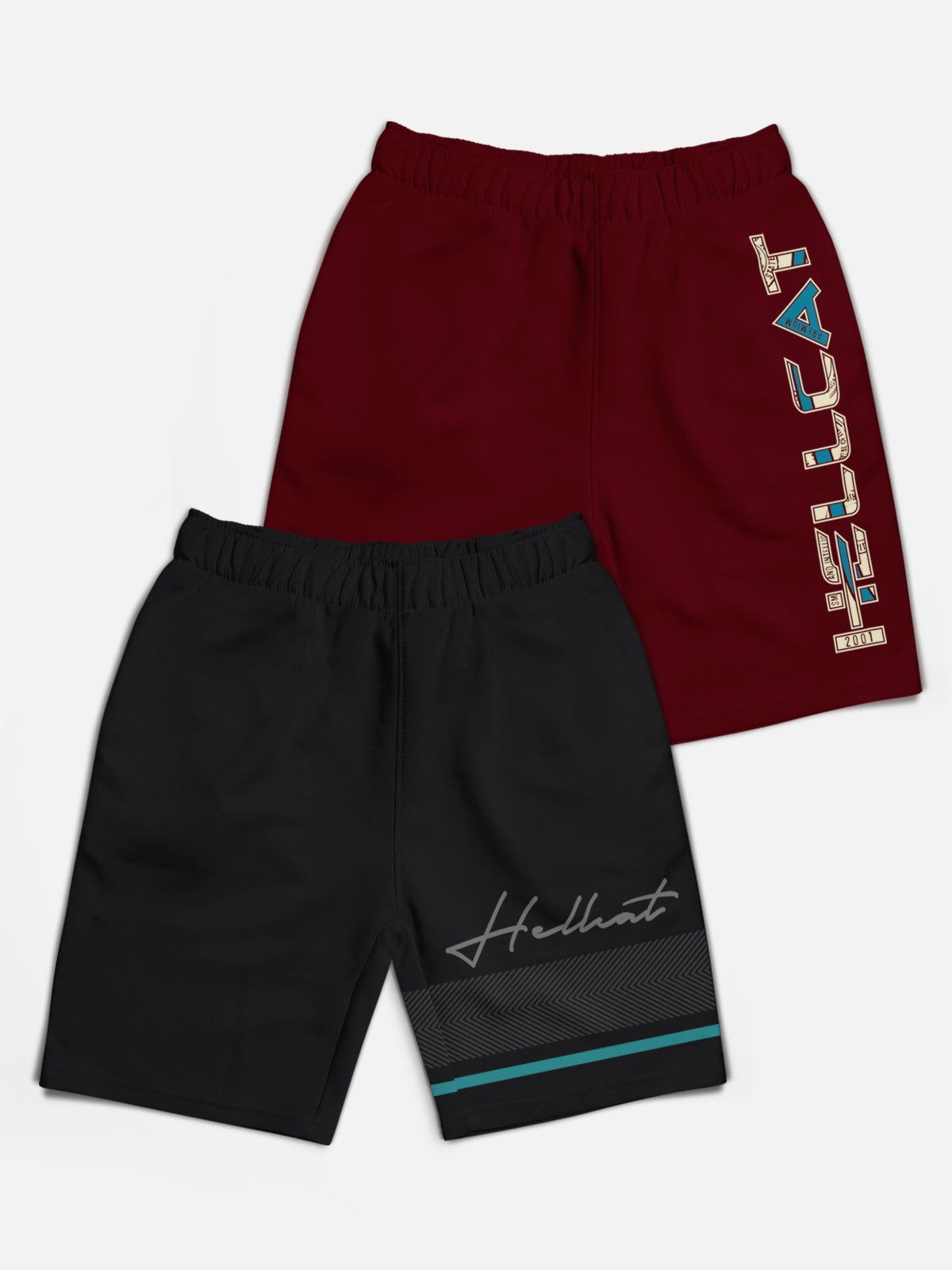 Trendy Typographic With Branding Printed Shorts for Boys - Pack of 2