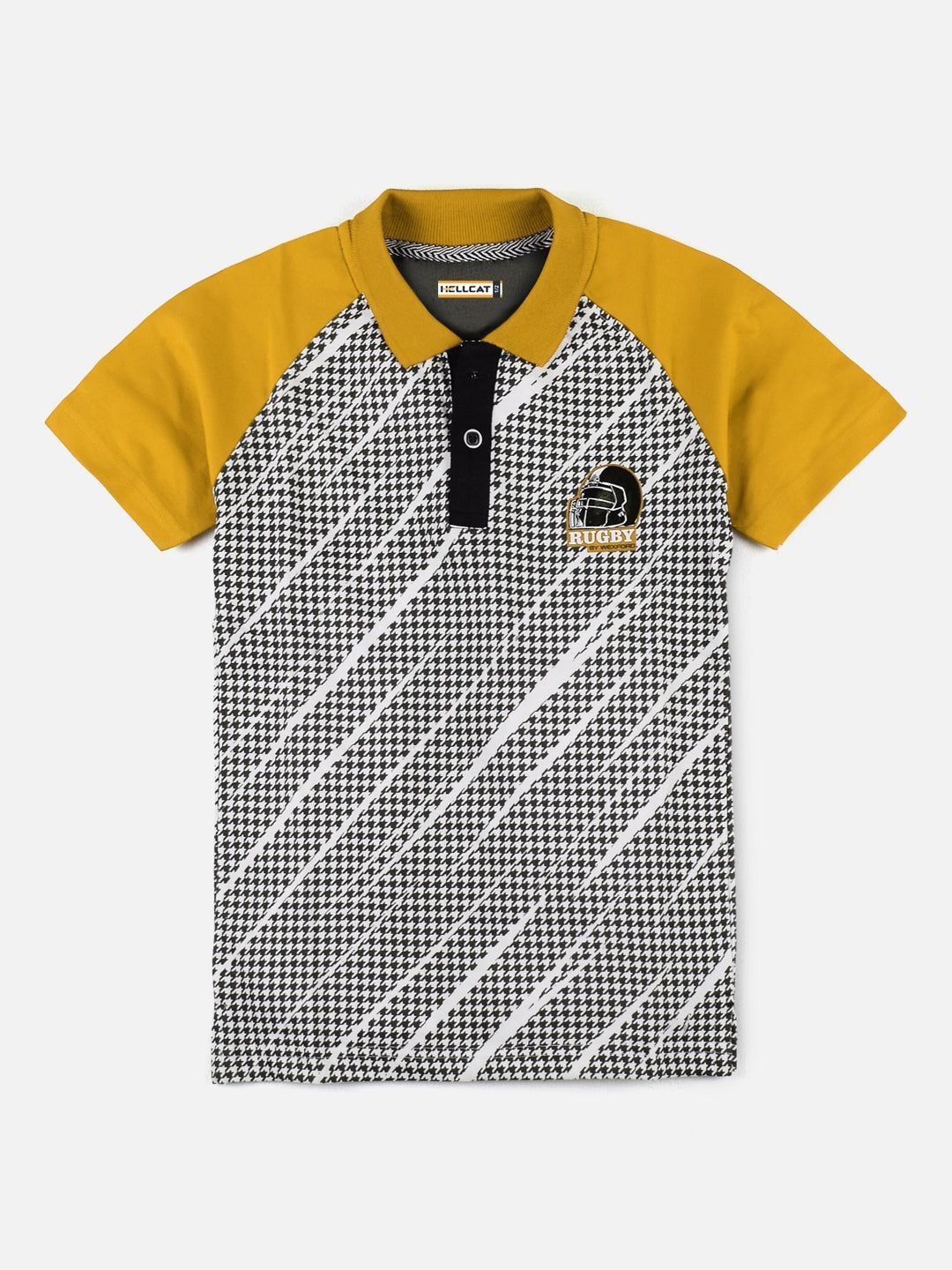 Polo Collar Neck Half Sleeve Cut & Sew Printed T-shirt for Boys